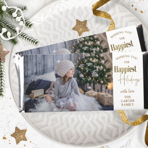 Photo Personalized Happiest Holidays Chocolate Hershey Bar Favors