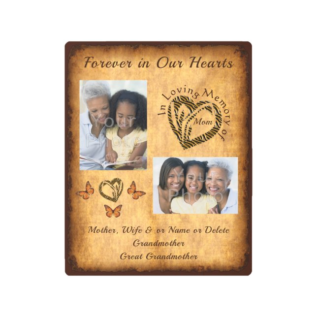 Photo Personalized In Memory of Grandma Gifts Metal Print (Front)