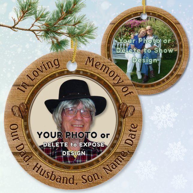 Photo Personalized, Memorial Ornaments for Dad (Personalized Memorial Christmas Ornaments. In Memory Ornament is a wonderful bereavement keepsake.)