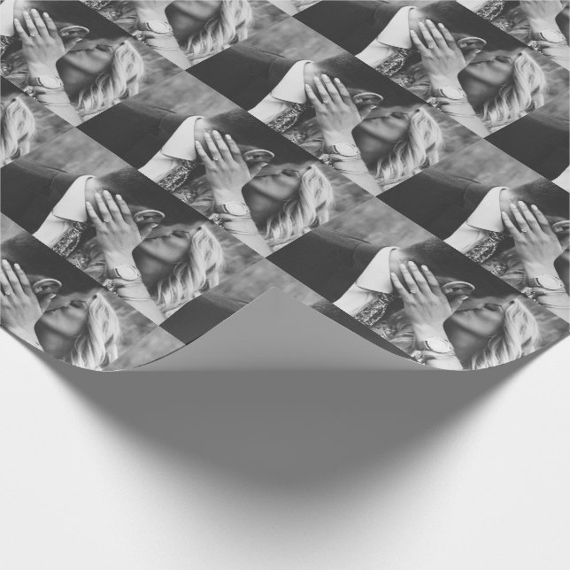 Photo Personalized Modern Wedding Engagement  Wrapping Paper (Corner)