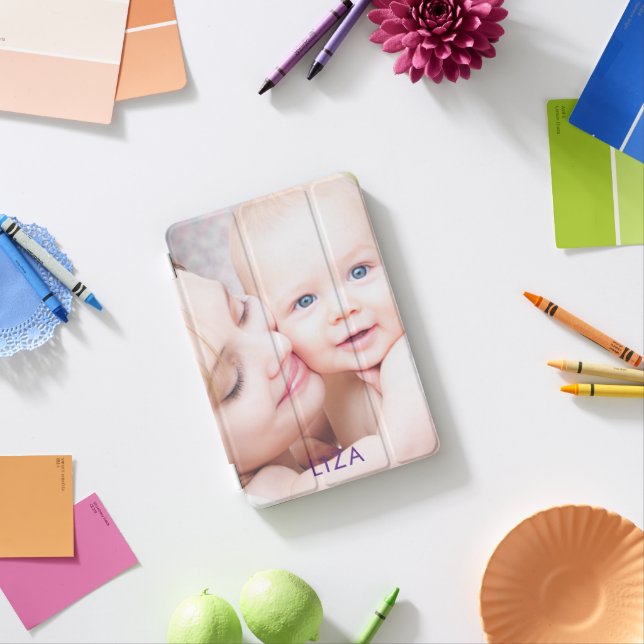 Photo Personalized Name Custom Simplistic Modern iPad Mini Cover (In Situ)