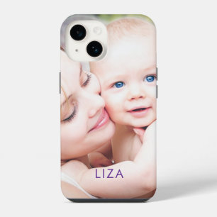 Photo Personalized Name Custom Simplistic Modern iPhone 14 Case