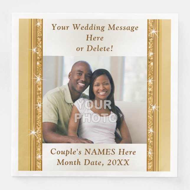 Photo Personalized Napkins for Wedding Reception (Front)
