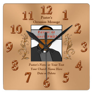 Photo Personalized Pastor Anniversary Gift Ideas Square Wall Clock