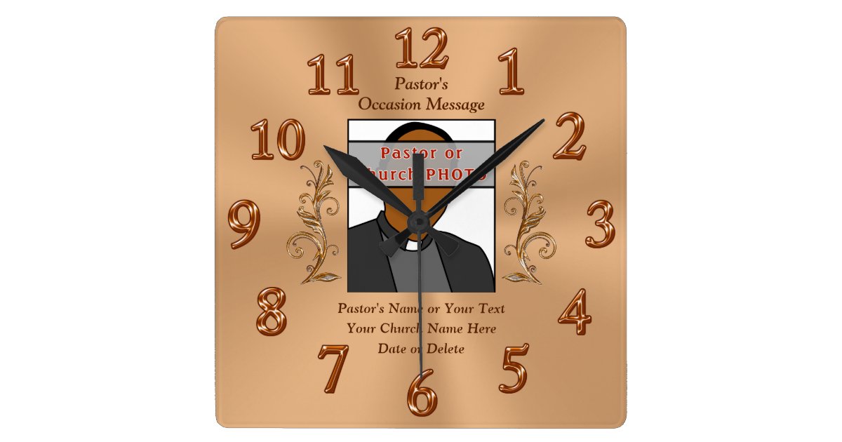 Photo Personalized Pastor Anniversary Gift Ideas Square Wall Clock