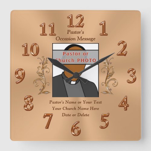 Photo Personalized Pastor Anniversary Gift Ideas Square Wall Clock