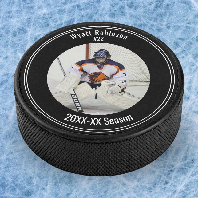 Photo Personalized Player Ice Hockey  Puck (Commemorate a stellar season with a personalized photo hockey puck.)