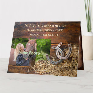 Photo Personalized Rustic, Horse Sympathy Cards