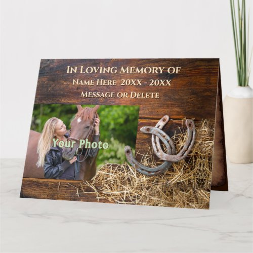 Photo Personalized Rustic Horse Sympathy Cards