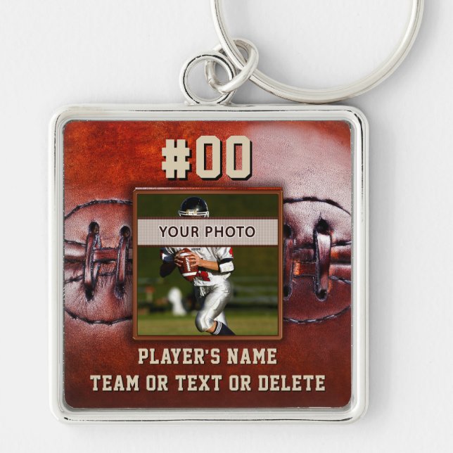 Photo Personalized Senior Football Player Gifts Keychain (Front)