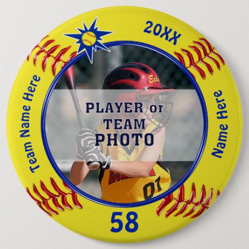 Photo Personalized Softball Pins Softball Favors Button