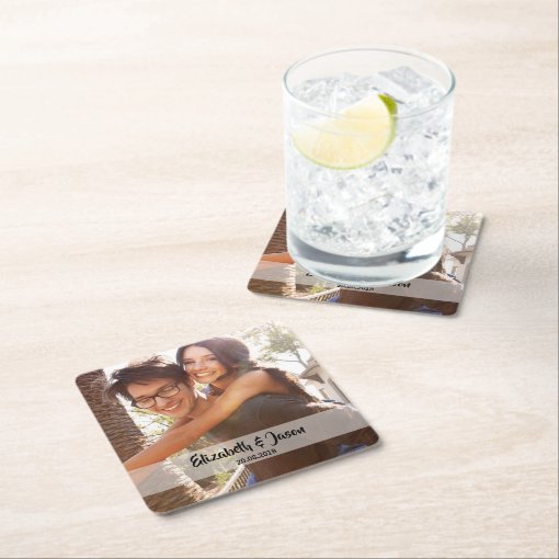 Photo Personalized Square Paper Coaster | Zazzle