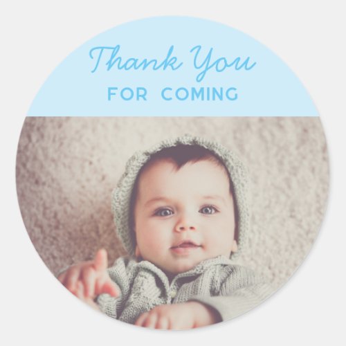 photo personalized thank you for coming birthday classic round sticker