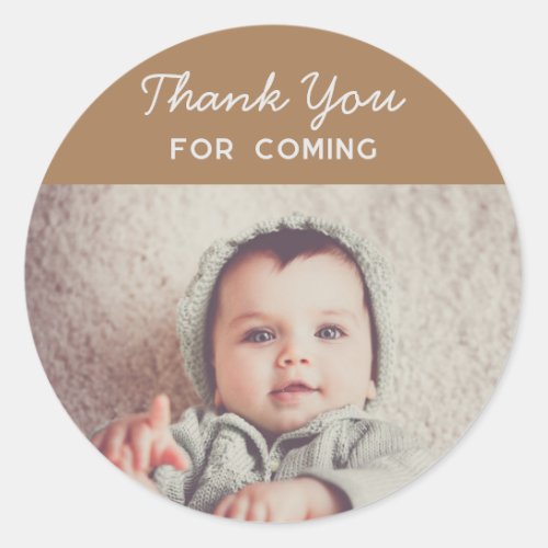 photo personalized thank you for coming birthday classic round sticker