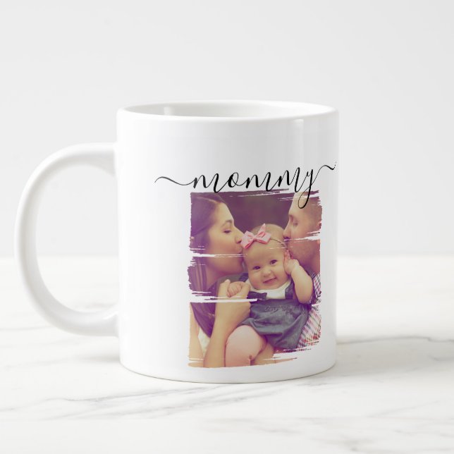 Photo Personalized Typography Giant Coffee Mug (Left)