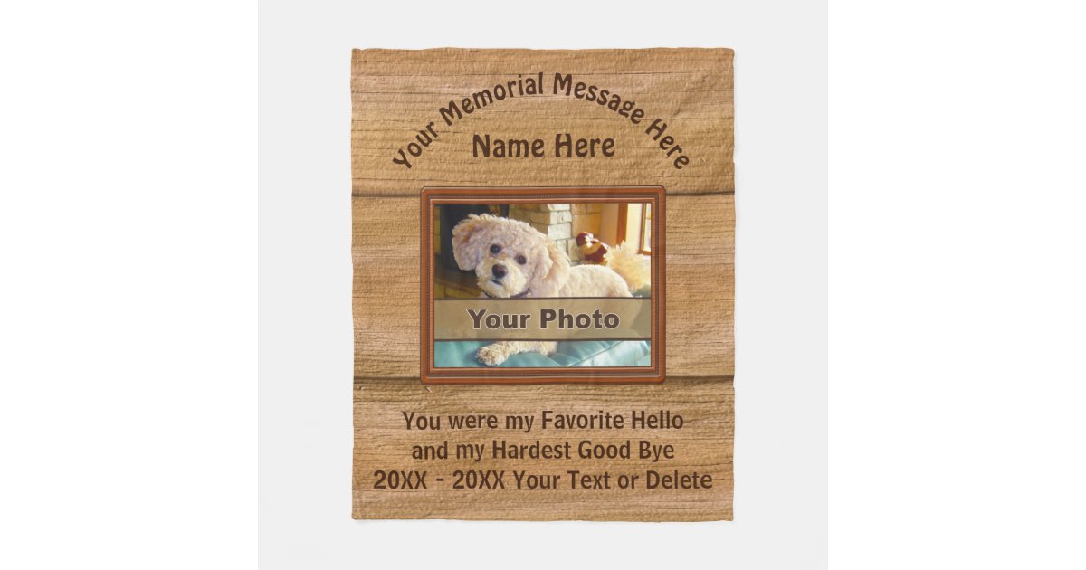 Photo Personalized Unique Pet Memorial Gifts Fleece Blanket Zazzle Com