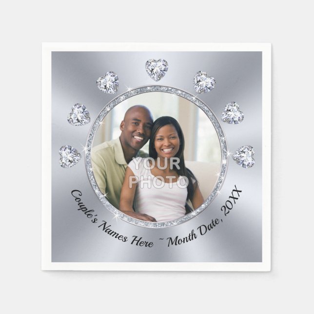 Photo, Personalized Wedding Napkins BULK, 3 Sizes (Front)