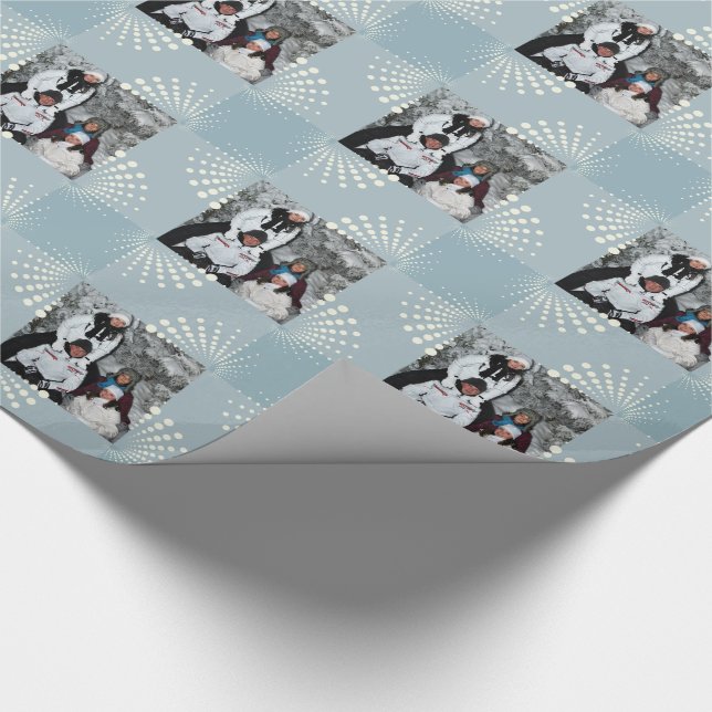 Photo personalized Winter Blue Wrapping Paper (Corner)