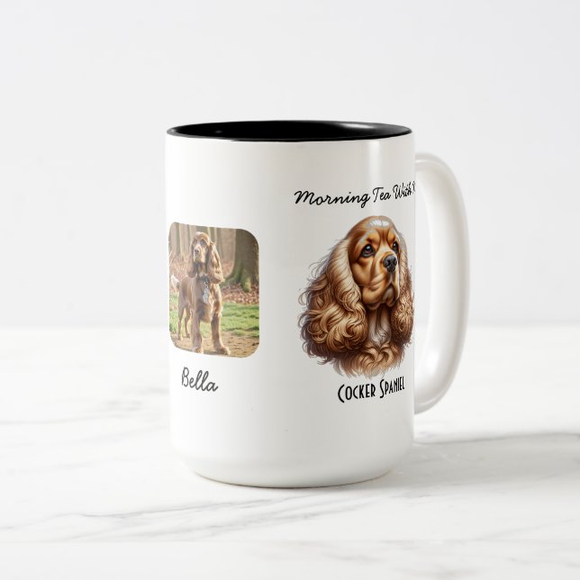 Photo Pet Cocker Spaniel Personalize Two-Tone Coffee Mug (Front Right)