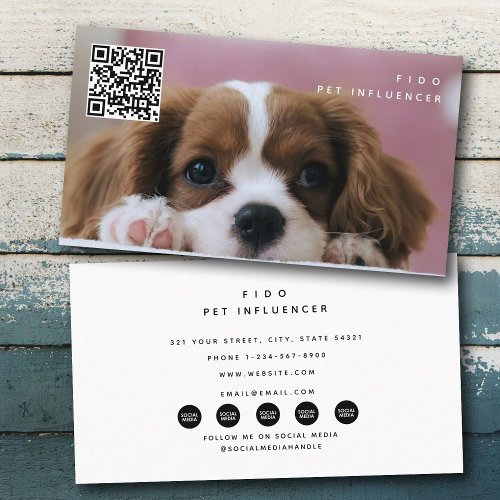 Photo Pet Dog Influencer Social Media QR Code Business Card