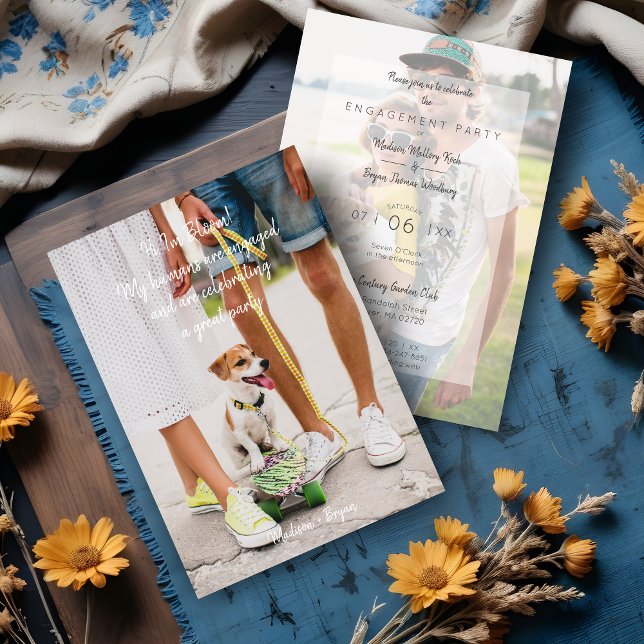 Photo Pet Funny Couple Engagement Party Invitation (Photo Pet Funny Couple Engagement Party Invitation Card.)