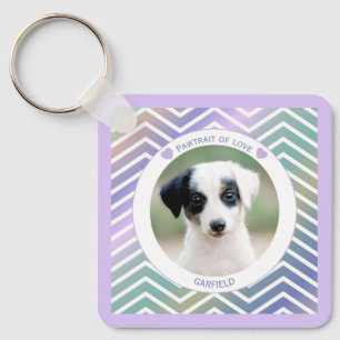 photo pet lovers modern stripes love dogs keychain