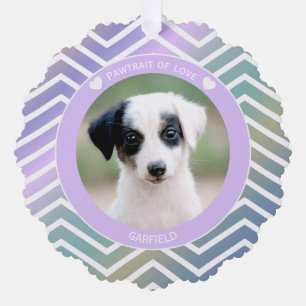 photo pet lovers modern stripes love dogs ornament card
