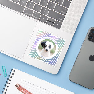 photo pet lovers modern stripes love dogs sticker