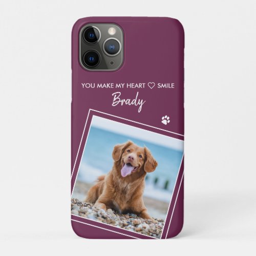 Photo Pet Modern Quote Magenta Dog iPhone 11 Pro Case