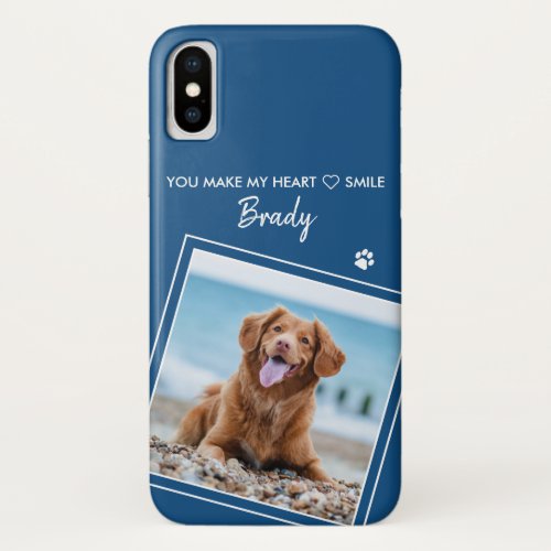 Photo Pet Modern Stylish Quote Blue Dog iPhone XS Case