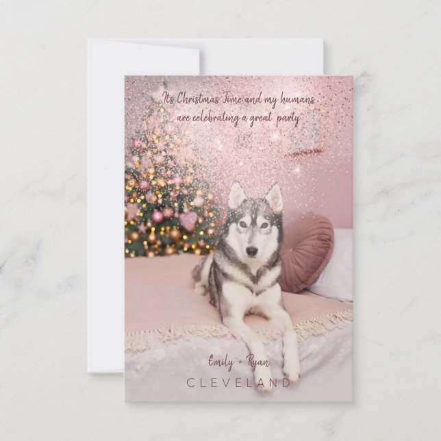 Photo Pet Sophisticated Christmas Party Invitation (Front)