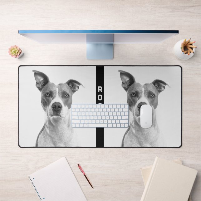 Photo Pets Dog Black & White Create Your Own  Desk Mat (Office 1)