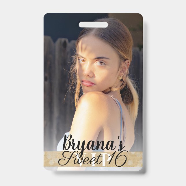 Photo Photography Gold VIP Birthday Party Pass Badge (Front)