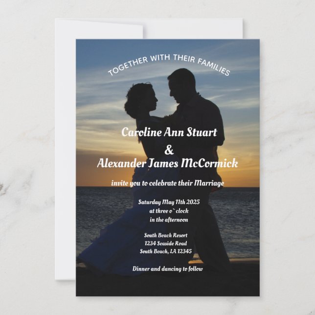 Photo Picture Summer Ocean Elegant Chic Wedding In Invitation (Front)