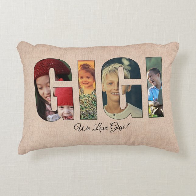 Photo Pillow GIGI, Add Images, Message on back   (Front)