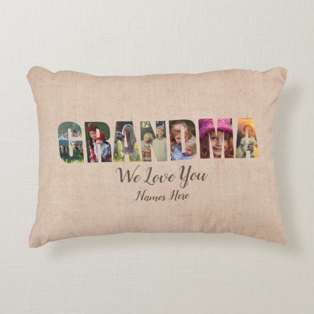Photo Pillow GRANDMA We Love You, Add Images Names (Front)
