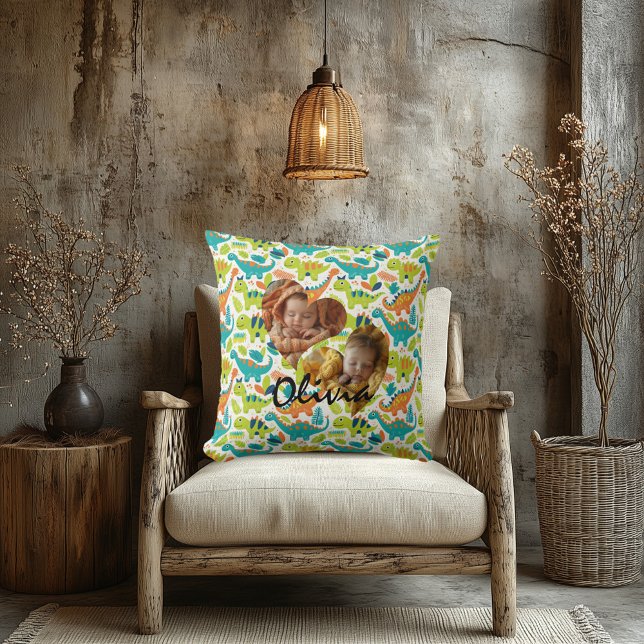 Photo Pillow with Heart Frames and Kawaii Dinosaur (Creator Uploaded)