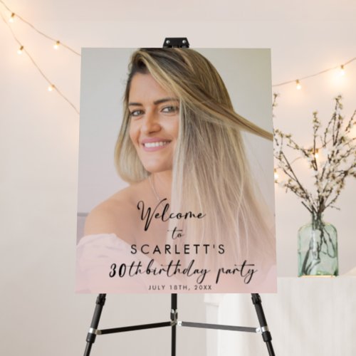 Photo Pink 30th 40th Birthday Party Welcome Sign