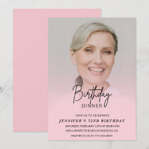 Photo Pink 72nd birthday invitations Dinner