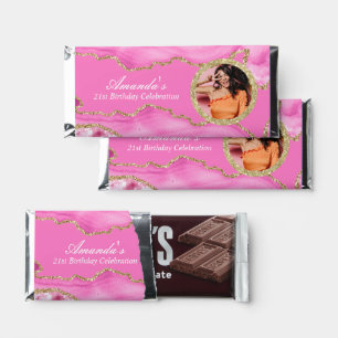 Photo Pink and Gold Agate Hershey Bar Favors