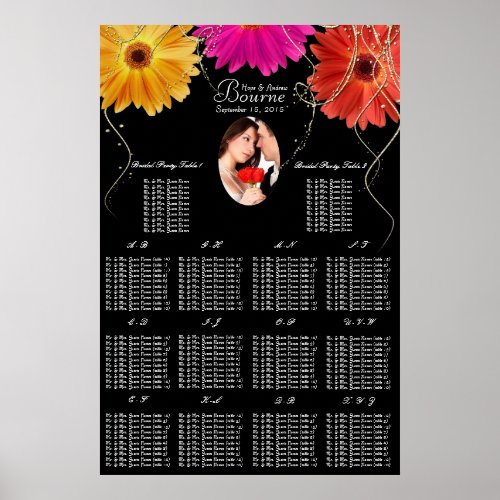 Photo Pink and Orange Gerber Daisy Seating Chart