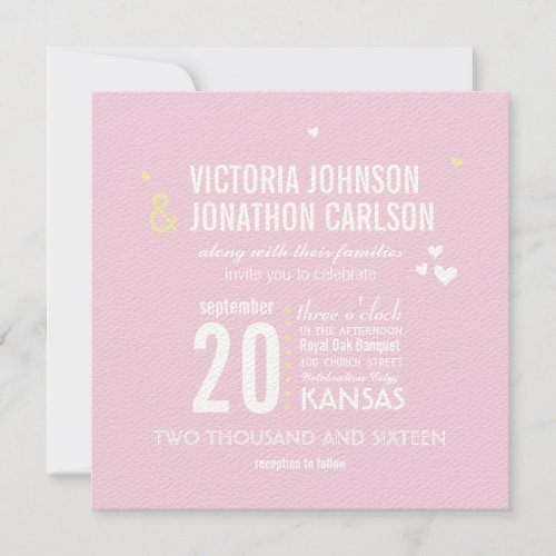 Photo Pink and Yellow Zig Zag Typography Wedding Invitation