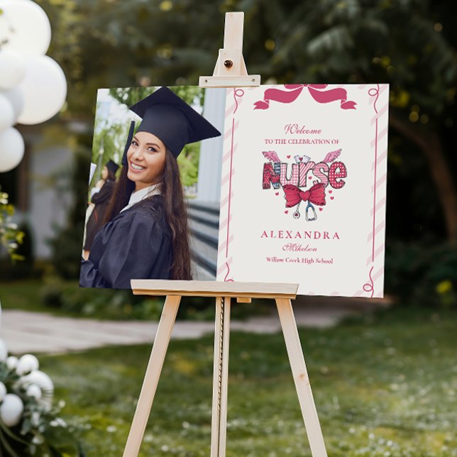  Photo  Pink Bow Coquette Nursing School Graduate Foam Board (Creator Uploaded)