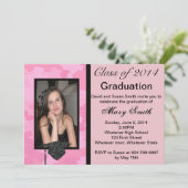 Photo Pink Camouflage Graduation Invitation (Standing Front)