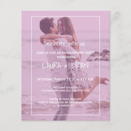  Photo Pink Filter Engagement Party Invitation  Flyer