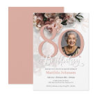 Photo Pink Floral 80th Birthday 