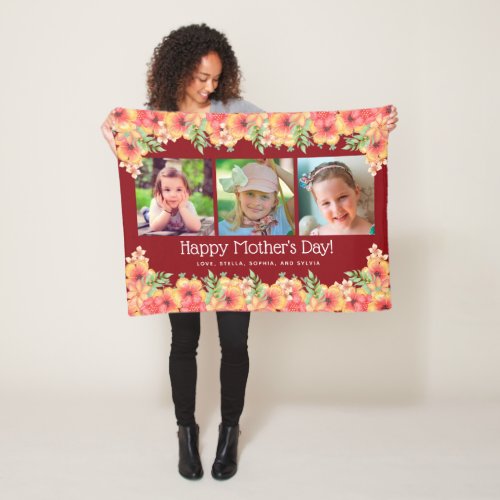 Photo Pink Flowers Mothers Day Blanket