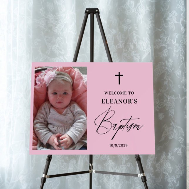 Photo Pink Girl Baptism Welcome Sign Board (Creator Uploaded)