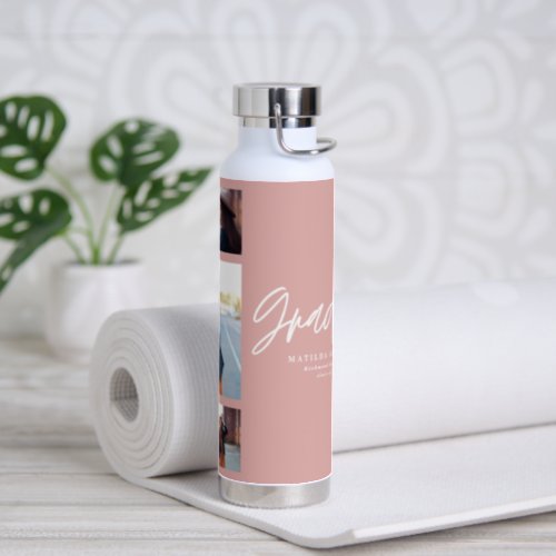 Photo pink girly graduation script modern elegant water bottle