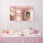 Photo Pink Gold 80th Birthday Personalized glitter Banner<br><div class="desc">Photo Pink Gold 80th Birthday Personalized glitter</div>